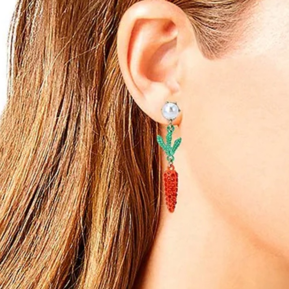 New Betsey Johnson Bunny Carrot Mismatch Earrings - Picture 2 of 11